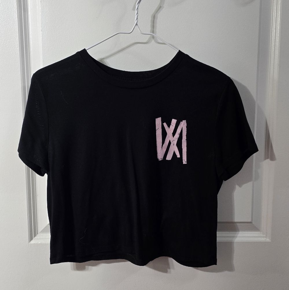 I Prevail Black Crop Top With Light Pink Trauma Logo - Small